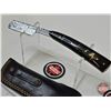 Image 6 : Folding Straight Razor w/Leather Sheath (Consignor Tag ~ Damascus Straight Razor Macarta Handle) (Op