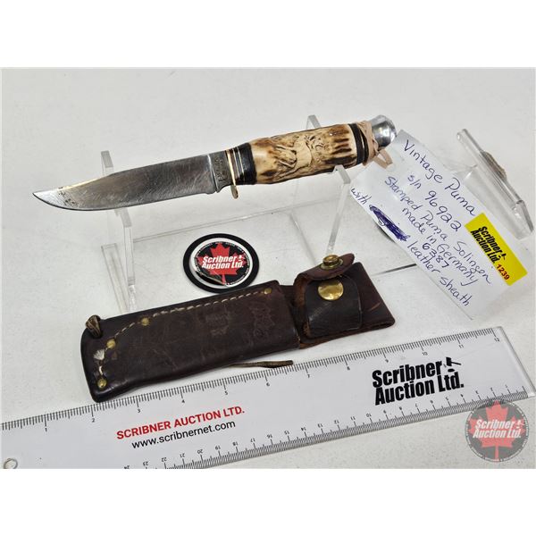Puma Belt Knife w/Leather Sheath (Consignor Tag ~ Original Puma : Solingen Germany : Abercombie & Fi