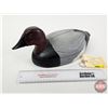 Image 2 : Wooden Duck Decoy (Consignor Tag ~ Vintage Redhead Drake : Working Decoy : Hand Carved & Painted) (M