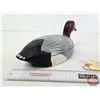 Image 6 : Wooden Duck Decoy (Consignor Tag ~ Vintage Redhead Drake : Working Decoy : Hand Carved & Painted) (M