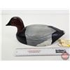 Image 9 : Wooden Duck Decoy (Consignor Tag ~ Vintage Redhead Drake : Working Decoy : Hand Carved & Painted) (M