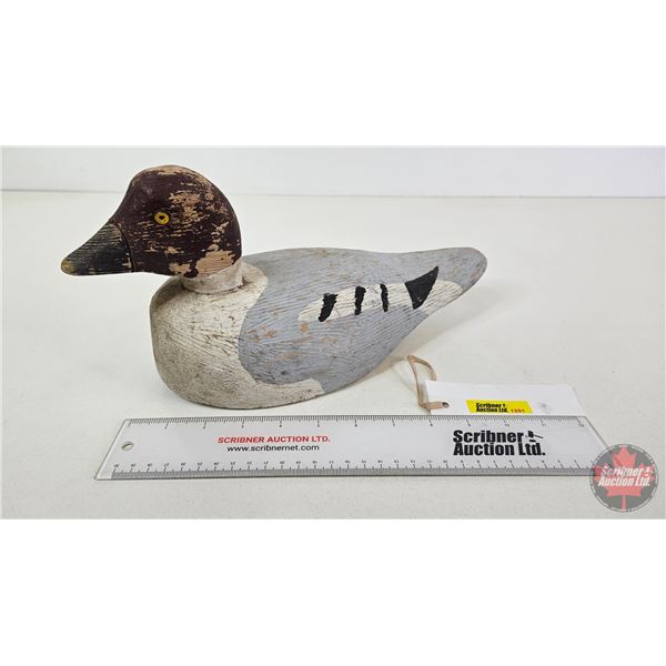 Wooden Duck Decoy (Consignor Tag ~ Golden Eye : Working Decoy : by Henri Laviolette from Valleyfield