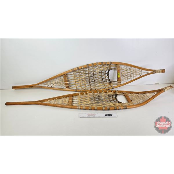 Wooden Alaskan Style Snowshoes  (Measures : 60"L x 12"W)