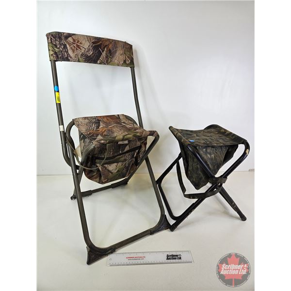 Folding Hunting Chair w/Under Seat Storage & Folding Stool