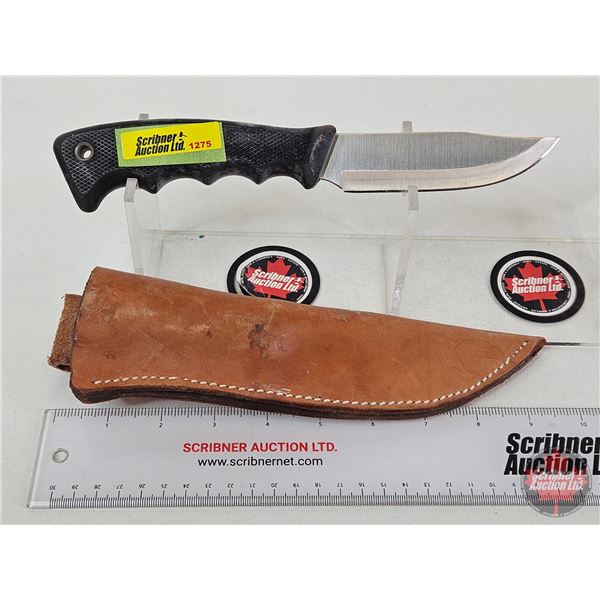 Remington Rubber Grip Hunting Knife w/Leather Sheath (Total Length of Knife : 9-1/2"L)
