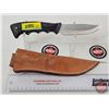 Image 1 : Remington Rubber Grip Hunting Knife w/Leather Sheath (Total Length of Knife : 9-1/2"L)