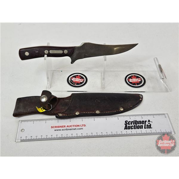 Old Timer Hunting Knife w/Leather Sheath  (Total Length of Knife : 10-1/2"L)