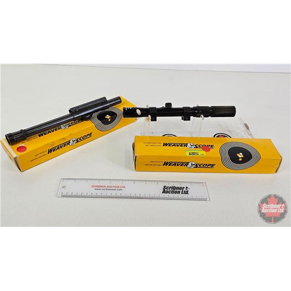 Weaver Riflescopes (2) : Model V22 (3-6x)  (Box Measures : 2"H x 13"W x 3"D)