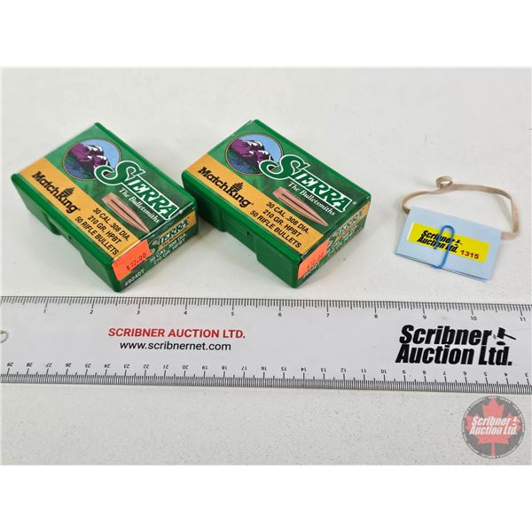 Sierra Bullets : 30cal (308) (210gr) (2 Boxes of 50 Count) (100 Count Total)