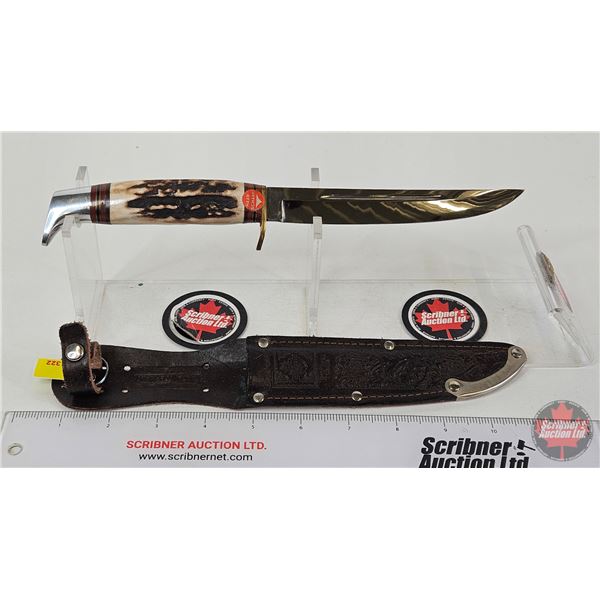 Rehwappen Hunting Knife w/Leather Sheath  (Total Length of Knife : 10-1/2"L)