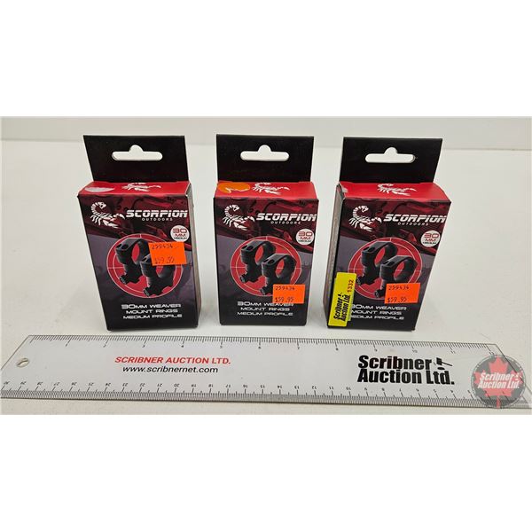 Scorpion 30mm Weaver Mount Rings (Medium Profile) (3)