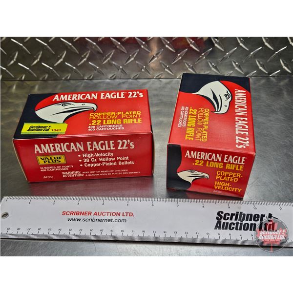 AMMO : American Eagle 22's High Velocity : 22 LR (38gr Hollow Point) (2 Bricks of 400) (800 Rnds TOT