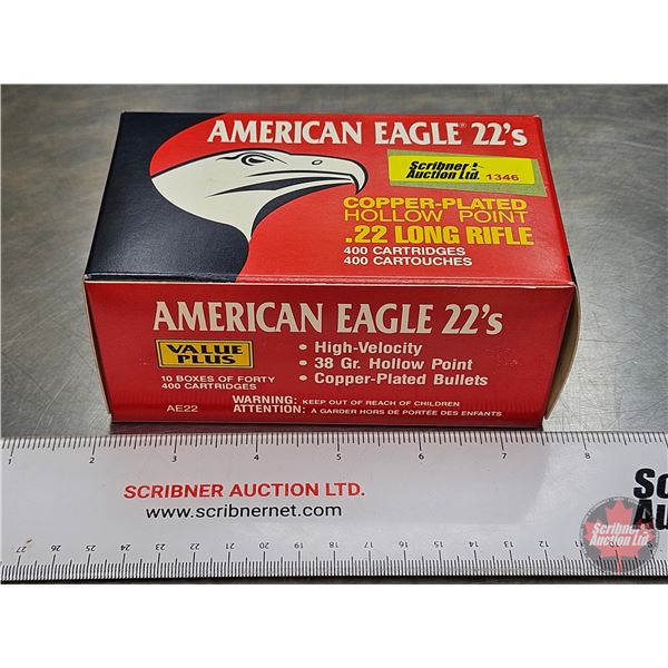 AMMO : American Eagle 22's High Velocity : 22 LR (38gr Hollow Point) (1 Brick of 400) (400 Rnds TOTA