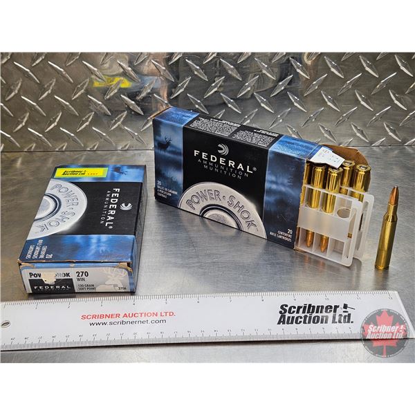 AMMO & Brass : Federal Power-Shok : 270 Win (130gr SP) (1 Box of 20 + 1 Box of 7 + 13 Brass) (27 Rnd