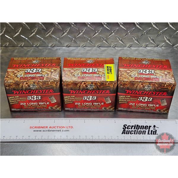 AMMO : Winchester : Plated Hollow Point :  22LR (36gr Hollow Point) (3 Boxes of 333) (999 Rnds TOTAL
