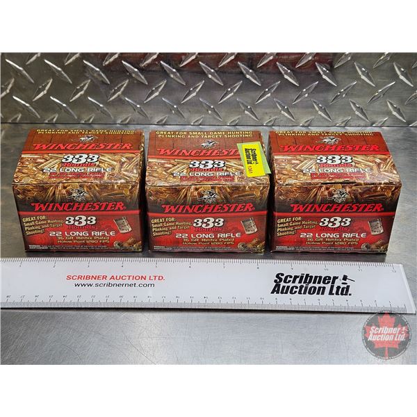 AMMO : Winchester : Plated Hollow Point :  22LR (36gr Hollow Point) (3 Boxes of 333) (999 Rnds TOTAL