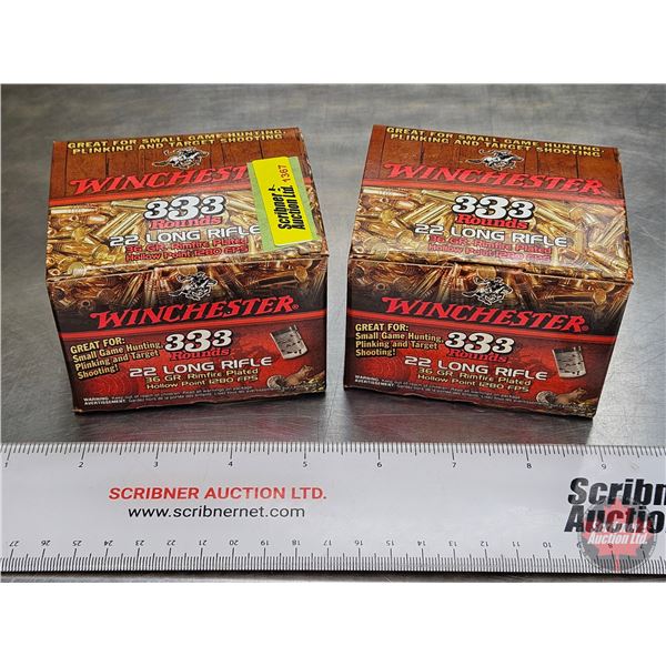 AMMO : Winchester : Plated Hollow Point :  22LR (36gr Hollow Point) (2 Boxes of 333) (666 Rnds TOTAL