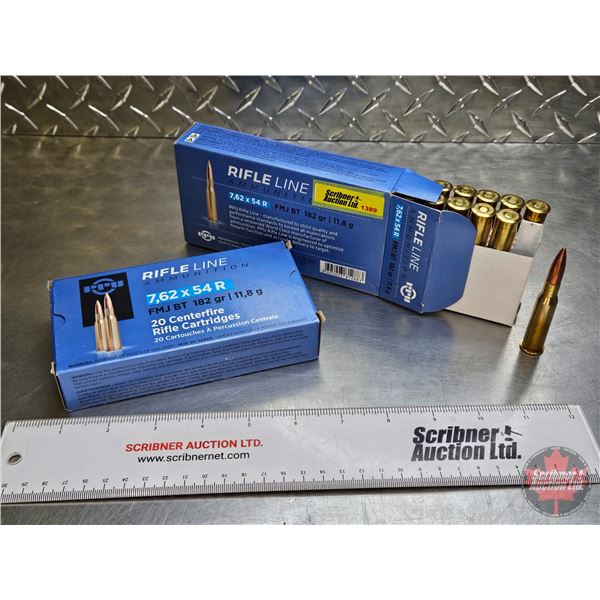 AMMO: PPU Rifle Line : 7.62 x 54R (182gr FMJ) (2 Boxes of 20 Rnds) (40 Rnds TOTAL)