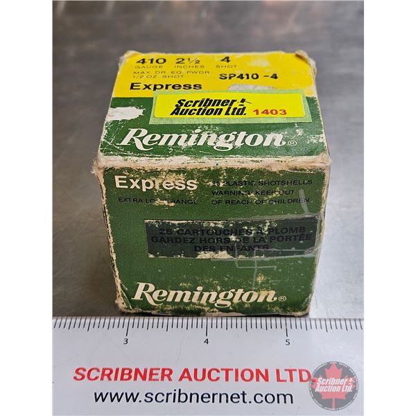 AMMO : Remington Express : 410 (2-1/2") (1/2oz - #4 Shot) (1 Box of 25 Rnds TOTAL)