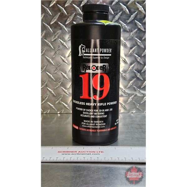 Alliant Powder "Reloader 19" : Smokeless Heavy Rifle Powder (1 Bottle) (Unopened) (45
