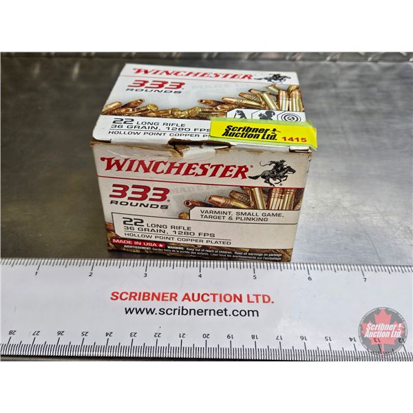 AMMO : Winchester Varmint, Small Game, Target & Plinking 22LR (36gr Hollow Point) (1 Box 234 Rnds TO