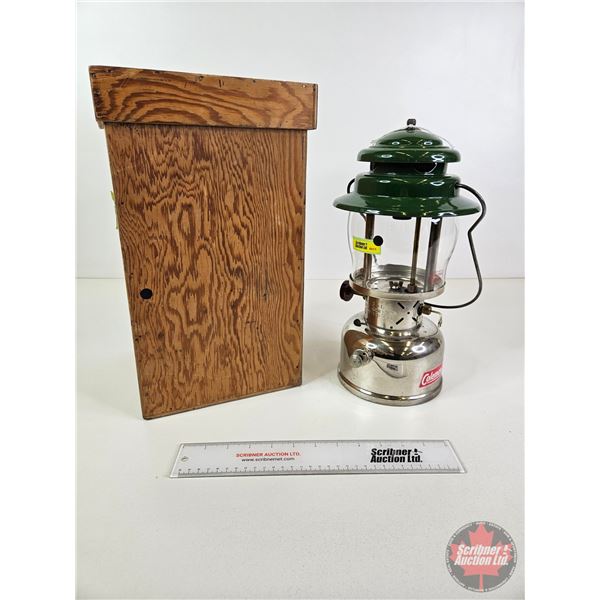 Coleman Model 236 Lantern (c.1962) w/Wooden Carry Case  (Case Measures : 15-1/2"H x 9"W x 9"D)