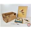 Image 1 : Collector Combo: Wooden Apple Crate with Bird Book/Illustrations/Art (Crate Measures: 10-1/2"H x 12-