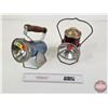 Image 2 : Vintage Railroad/Mining Lanterns (2) (Blue Measures: 8-5/8"H x Lense Dia 4-5/8" x 7"D)