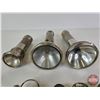 Image 4 : Vintage Flashlights (8)  (Note : One has cracked glass) (Longest Measures : 9-1/4"L)