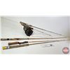 Image 1 : Vintage Fishing Rods (5)  - Wooden Rod (2pc) (74-1/2")  - Wooden Rod (2pc) (75")  - Great Lakes Spor