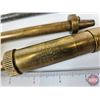 Image 11 : Optimus No. 00 Brass Stove, Brass Powder Horn Nossel, Brass Tecalemit Grease Gun, Leather Powder Fla
