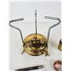 Image 2 : Optimus No. 00 Brass Stove, Brass Powder Horn Nossel, Brass Tecalemit Grease Gun, Leather Powder Fla