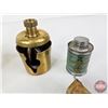 Image 7 : Optimus No. 00 Brass Stove, Brass Powder Horn Nossel, Brass Tecalemit Grease Gun, Leather Powder Fla