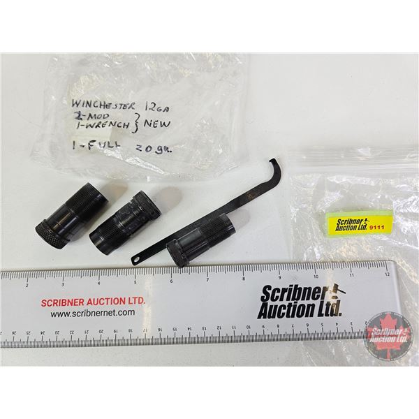 Winchester 12ga Choke Tubes (2) & Wrench c/w 20ga Choke Tube