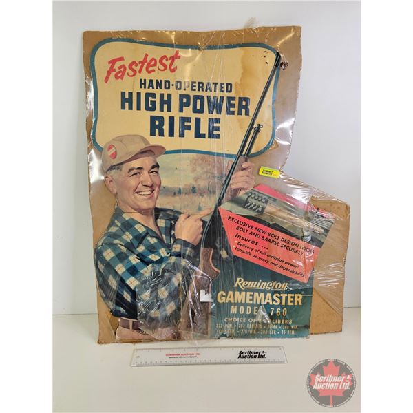 Vintage Remington Cardboard Store Display Sign (Easel Back) (Mounted On Cardboard)  (Cardboard Meas