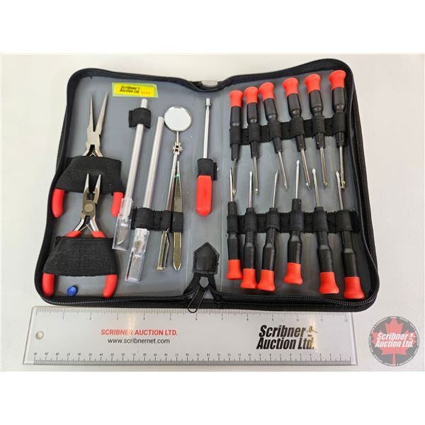 Tool Set (18pc) including : Screwdrivers, Pliers, Extendable Magnet, Mirror, Scalpels, etc  (Carry C