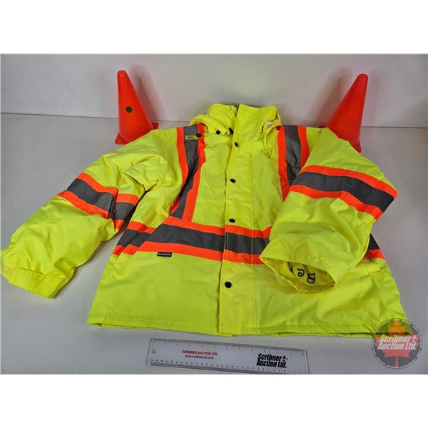 Forcefield Reflective Coat (Size : XL) c/w Gloves & Safety Cones  (Cones : 9"H)