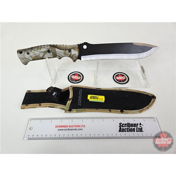 Schrade Hunting Knife w/Sheath (Total Length of Knife : 14-3/4"L)