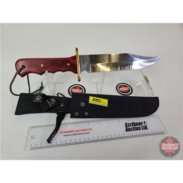 Hunting Knife (Stainless Steel) w/Sheath  (Total Length of Knife : 14"L)