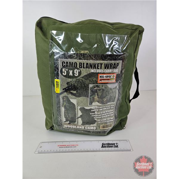 Camo Blanket Wrap (5ft x 9ft) c/w Carry Bag  (Bag Measures : 17"H x 13"W x 8-1/2"D)