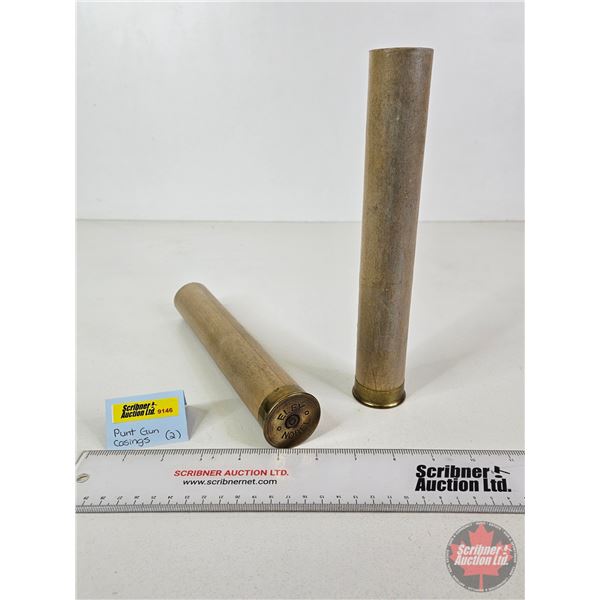 Rare Punt Gun Shells (2) : "Eley Nobel"  (9-3/4"L x 1-3/4" Dia)