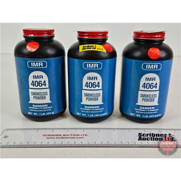 SMOKELESS POWDER :  IMR 4064 (3 Jars)  (1lb ~ 1lb ~ 12.4oz)