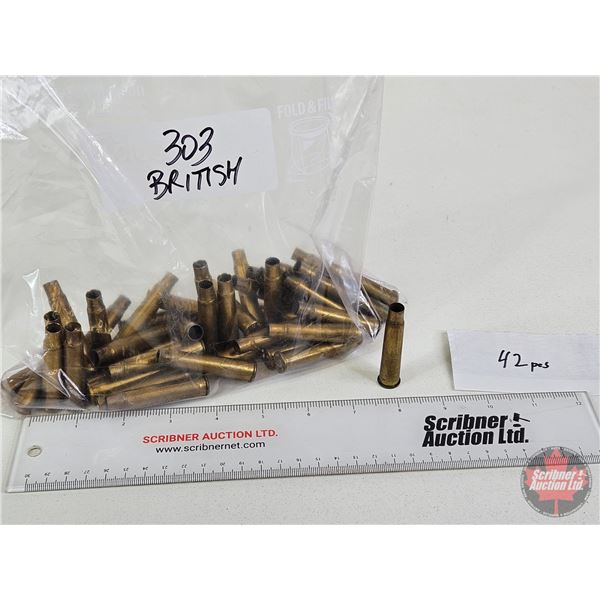 BRASS : 303 British  (42 Count)  (Some Primed)