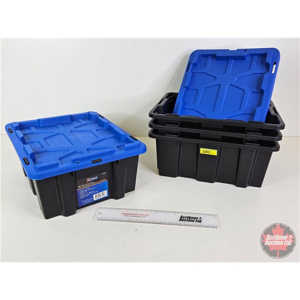 X-Space Stackable Totes w/Lids (4) (Capacity : 12L)  (Measures : 6"H x 12"W x 15"D)