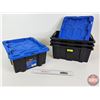 Image 1 : X-Space Stackable Totes w/Lids (4) (Capacity : 12L)  (Measures : 6"H x 12"W x 15"D)