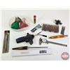 Image 1 : Tool Combo :  - Funnels - Micrometer - Rifle Bore Brush - Torch Head - File - etc