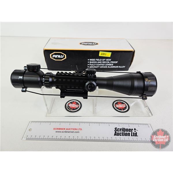 Scope : Pinty 4-12x50EG w/Laser Site (Box Measures : 3-1/2"H x 14"W x 5-1/4"D)