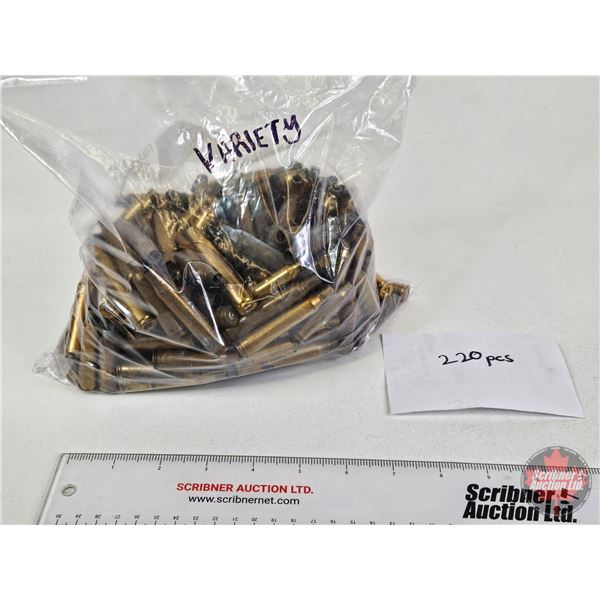 BRASS : Large Variety (219 Count)  - 243 Win (36 Count)  - 6.5x55 (21 Count)  - 22-250 Rem (30 Count
