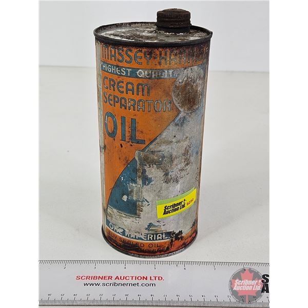 OIL CAN : Massey Harris Cream Separator  (Measures : 8"H x 3-3/4"Dia)