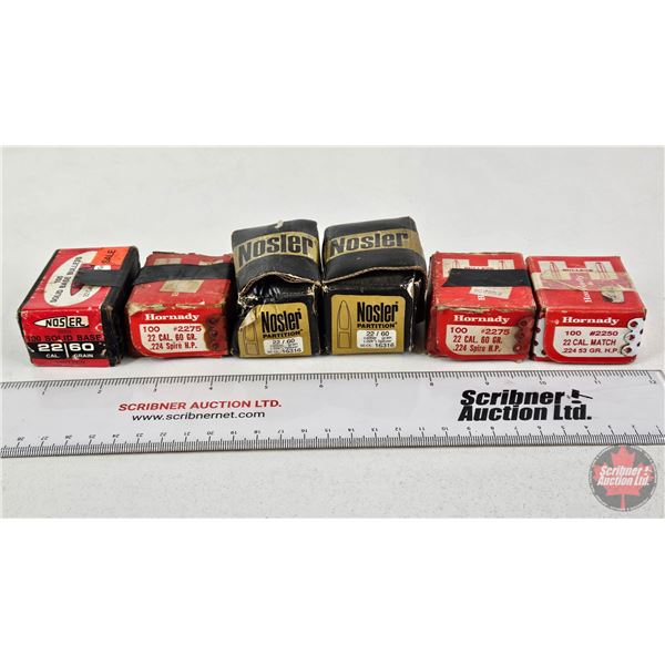 BULLETS: Variety .22 cal (78 Count of 53gr) (398 Count of 60gr)  (467 Count TOTAL)